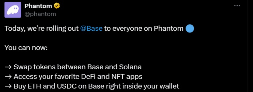 phantom wallet base network tweet