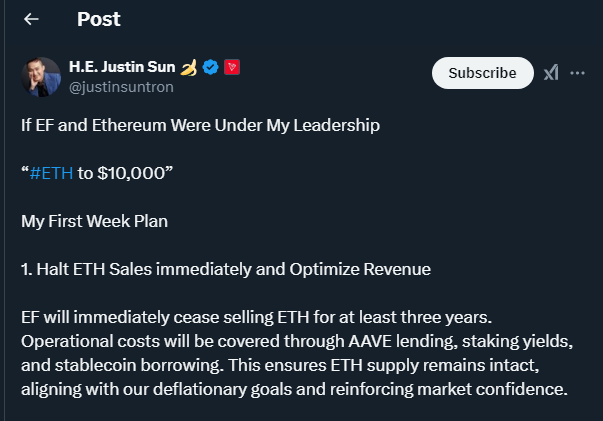 Tweet by Justin Sun