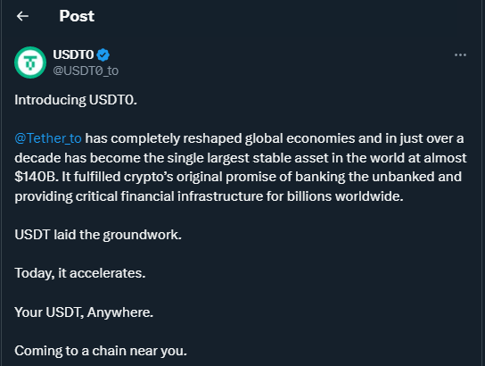 tweet by USDT0