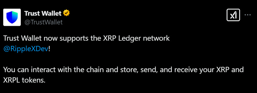 XRPL Tokens Now Live on Trust Wallet! Full Integration Announced