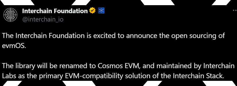 Interchain Foundation Open-Sources Evmos for Cosmos Ecosystem