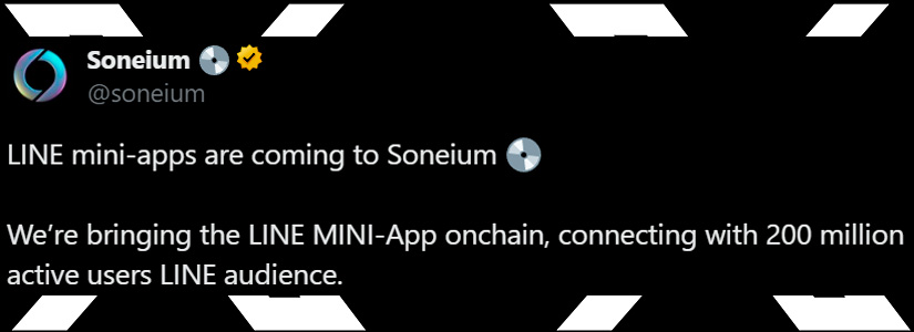 Sony's Blockchain Platform Soneium Announces Integration With LINE's Mini-Apps