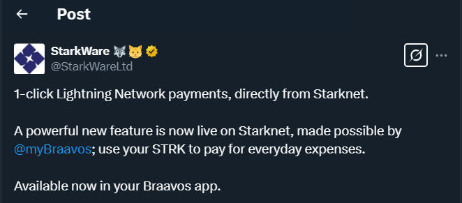 Tweet by StarkWareLtd