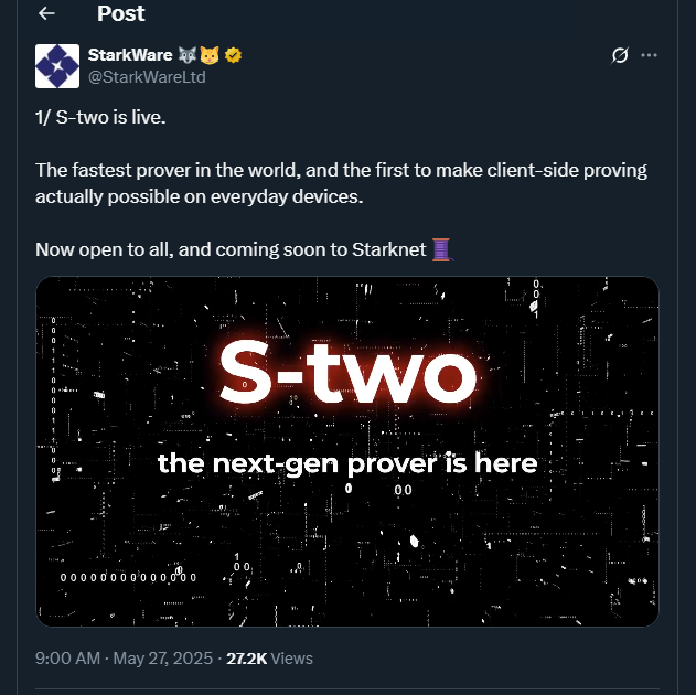 Tweet by StarkWareLtd