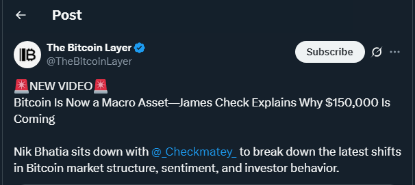 Tweet by TheBitcoinLayer