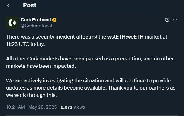 Tweet by Corkprotocol