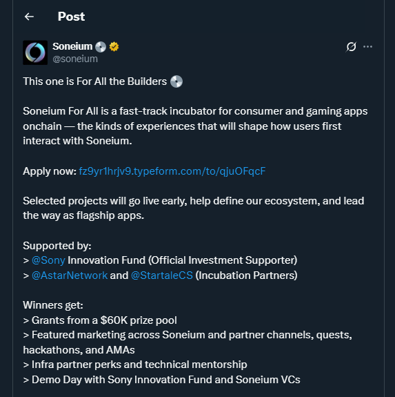 Tweet by soneium