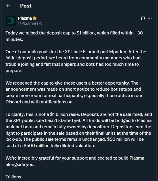 Tweet by PlasmaFDN