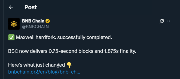 Tweet by BNBCHAIN