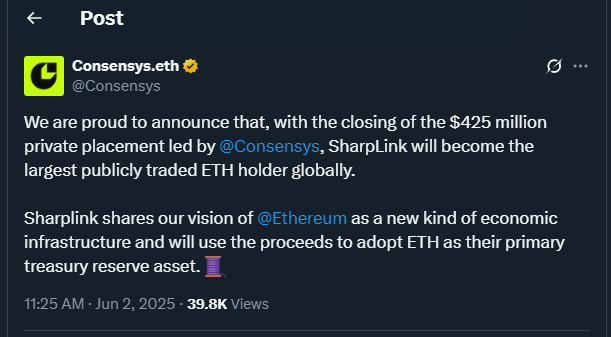 Tweet by Consensys