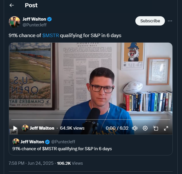 Tweet by PunterJeff