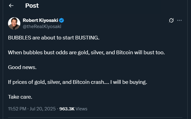 Tweet by theRealKiyosaki