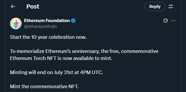 Tweet by ethereumfndn