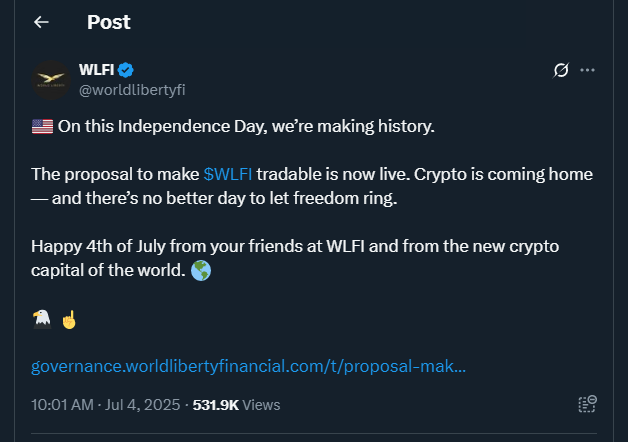 Tweet by worldlibertyfi