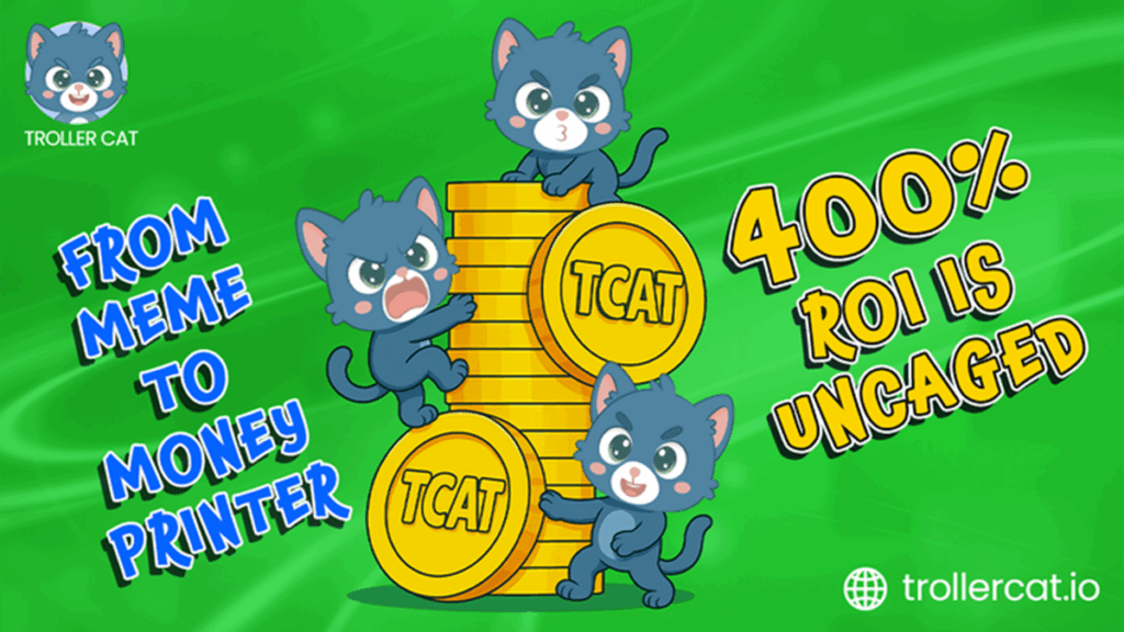 best meme coin to buy today, Troller Cat Stage 15 ROI, Troller Cat Game Center, how to buy TCAT, PEPU price dip, Moo Deng trading, meme coin referral system, 399 ROI crypto, P2E meme tokens, top presale meme coin 2024.