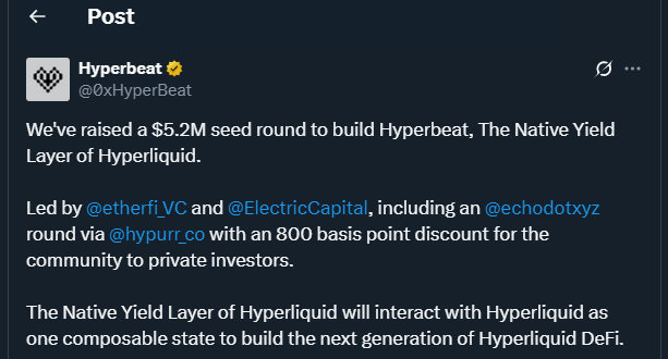 Tweet by 0xHyperBeat