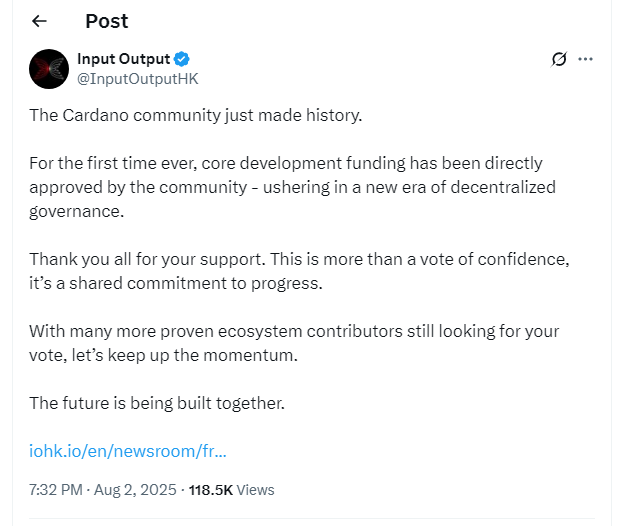 Tweet by InputOutputHK