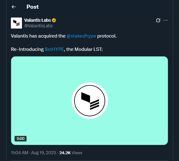 Tweet by ValantisLabs
