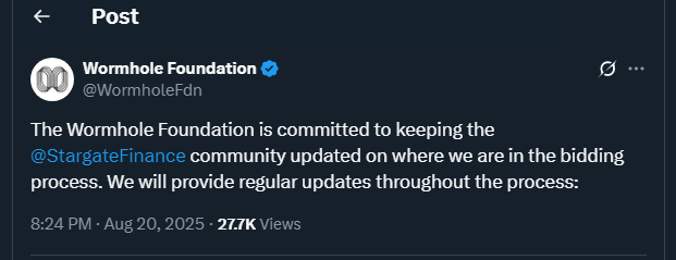 Tweet by WormholeFdn
