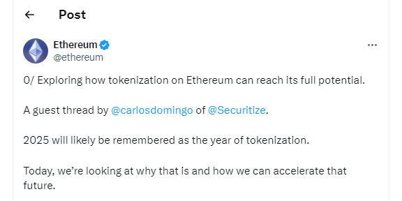 Tweet by ethereum