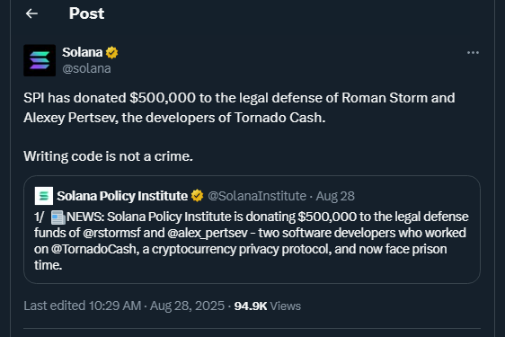 Tweet by solana