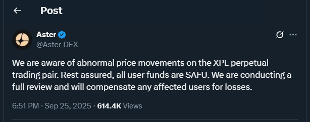 Tweet by Aster