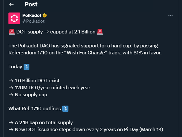 Tweet by Polkadot