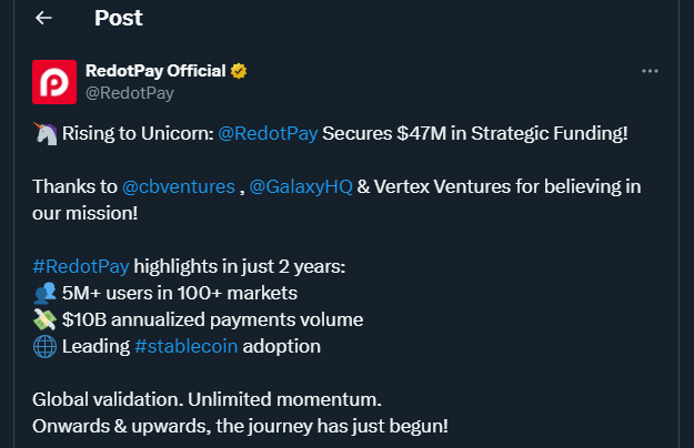 Tweet by RedotPay