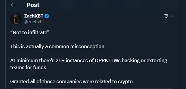 Tweet by zachxbt/