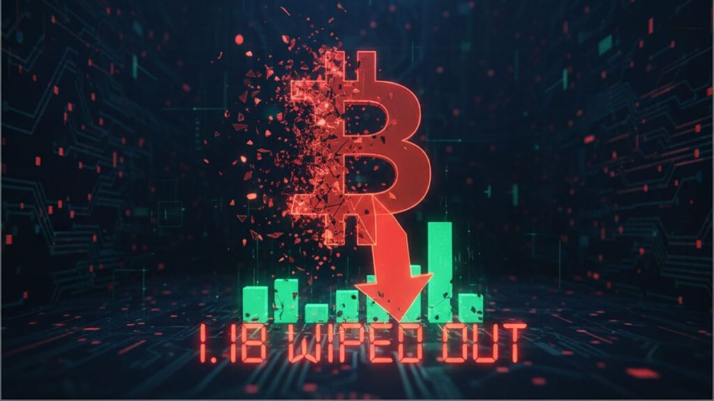 Massive crypto liquidation: $1.1 billion wiped out in 24 hours. Price drop hits 210,000 traders, with $974M in long positions destroyed.