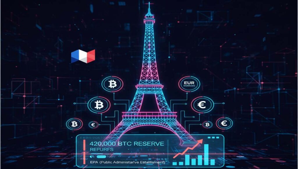 The UDR party introduces a crypto bill in France to create a 420K BTC treasury and boost EUR stablecoins. Approval is uncertain.