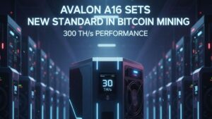 Canaan unveils the Avalon A16 miner with 300 TH/s performance and 12.8 J/TH efficiency, setting a new benchmark for Bitcoin mining innovation.