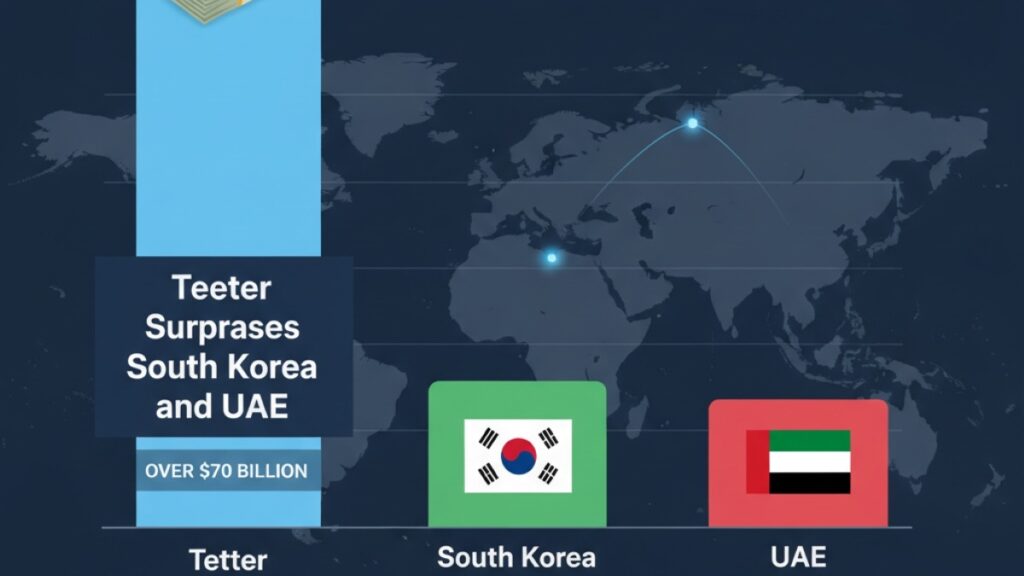Tether’s U.S. Treasury holdings exceed those of South Korea and the UAE, highlighting its growing global influence in stablecoin-backed reserves.