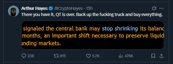Tweet by CryptoHayes
