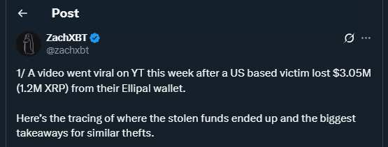 Tweet by zachxbt