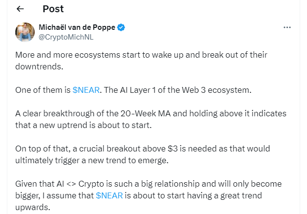 Tweet by CryptoMichNL