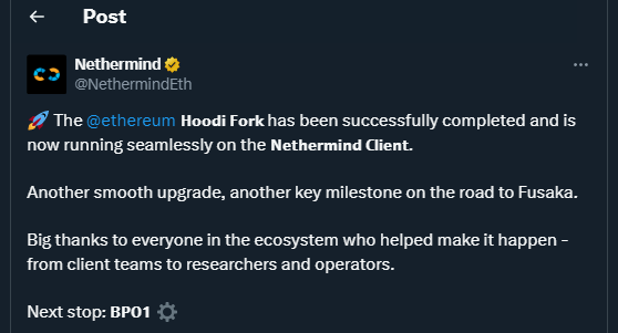 Tweet by NethermindEth