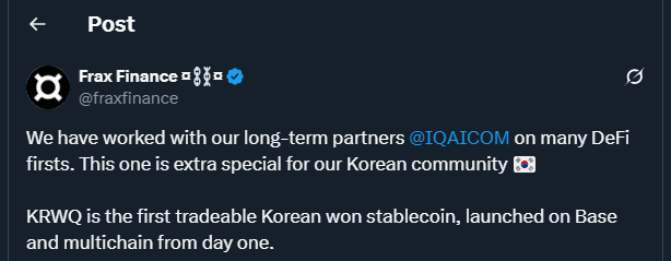 Tweet by fraxfinance