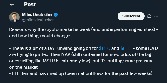 Tweet by milesdeutscher