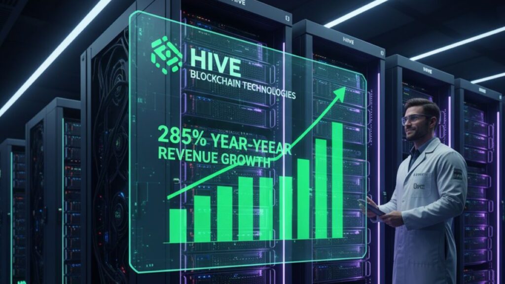 HIVE reports 285% year-over-year revenue growth thanks to increased Bitcoin production and expansion of its mining infrastructure.