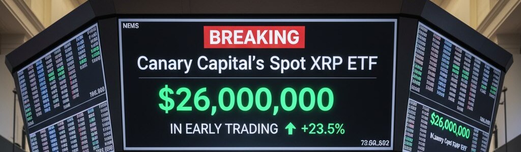 Canary Capital’s spot XRP ETF debuted with $26M in early trading volume.