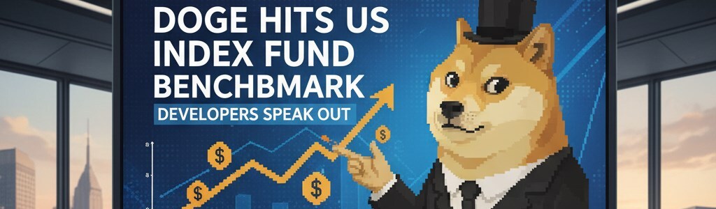 DOGE reaches a US index fund milestone, increasing institutional recognition.