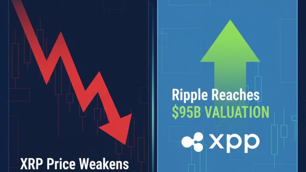 XRP dips below $2.20 as Evernorth posts $78M loss and Ripple reaches $95B market capitalization, highlighting volatility and market pressure.