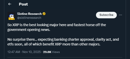 Tweet by sistineresearch