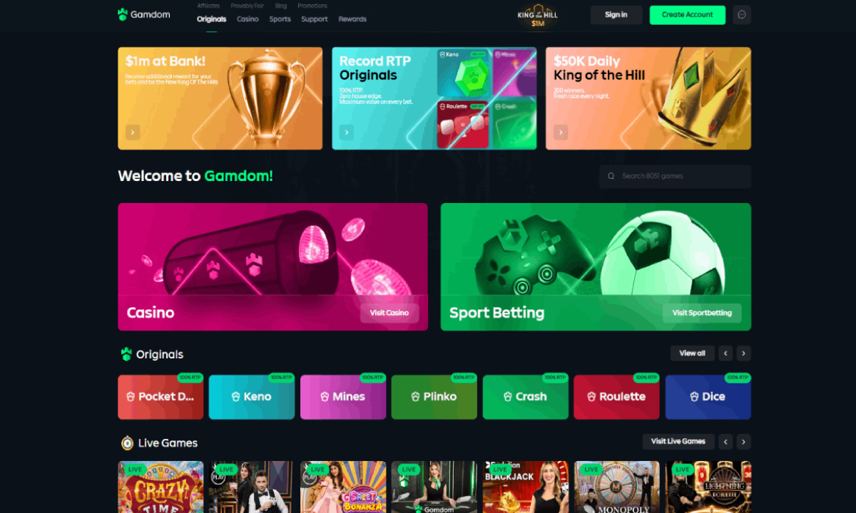 Gamdom Introduces 100% Return to Player Across All Original Crypto Casino  Games - Crypto Economy