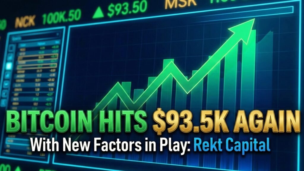 Bitcoin tests $93,500 again as weakening sell-offs, higher lows, and tightening liquidity raise the odds of a breakout toward $100,000.