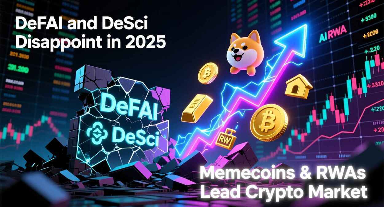 DeFAI and DeSci Disappoint in 2025 as Memecoins and RWAs Lead the Crypto Market
