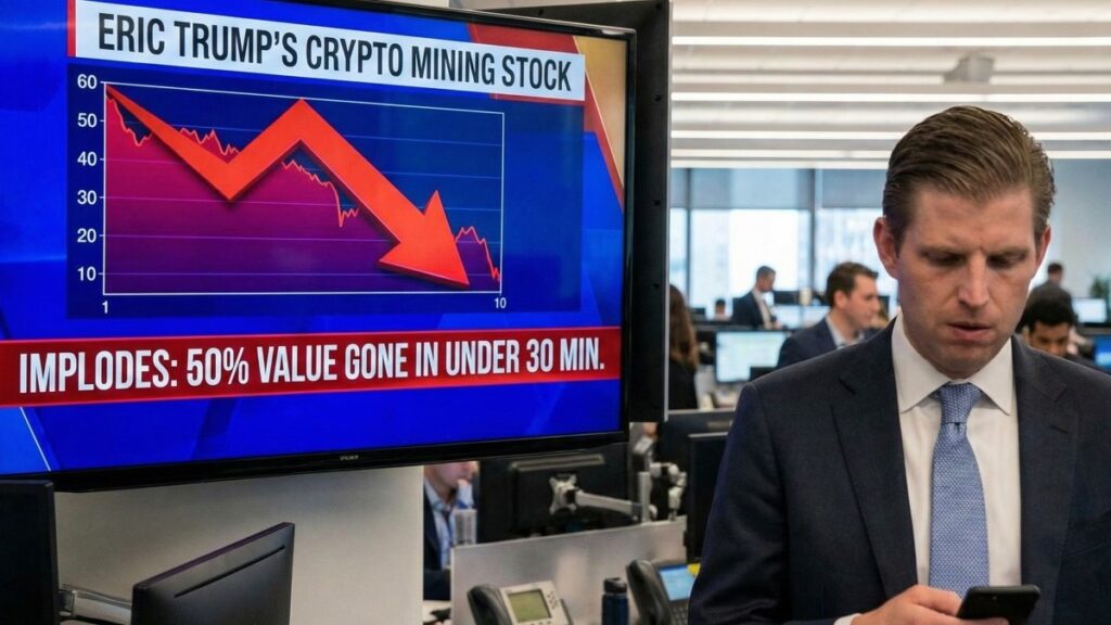 Eric Trump’s American Bitcoin Corp. stock halves in under 30 minutes as Bitcoin slump triggers extreme volatility and trading halts.