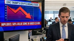 Eric Trump’s American Bitcoin Corp. stock halves in under 30 minutes as Bitcoin slump triggers extreme volatility and trading halts.