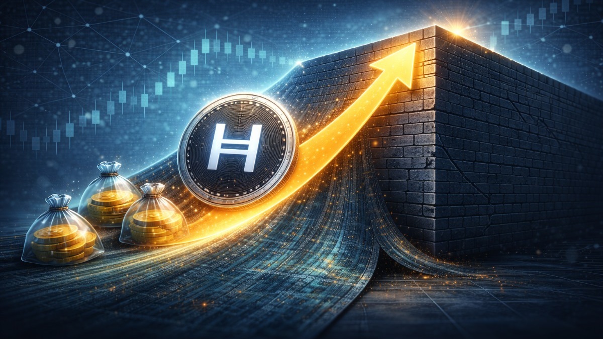 HBAR builds a W base as $1.46M ETF inflows and a 150% spot outflow jump tighten supply, but the $0.127 50-day EMA still blocks a 31% breakout.